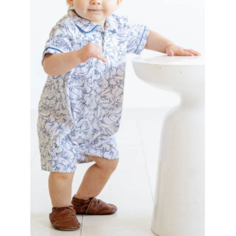 Ruth & Ralph Baby's White Playful Bunnies Pima Harold Romper One Piece Size 18 M